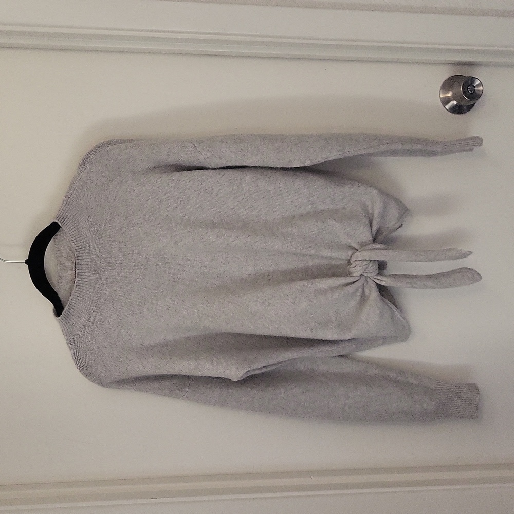 LOFT Grey pullover tie front sweater